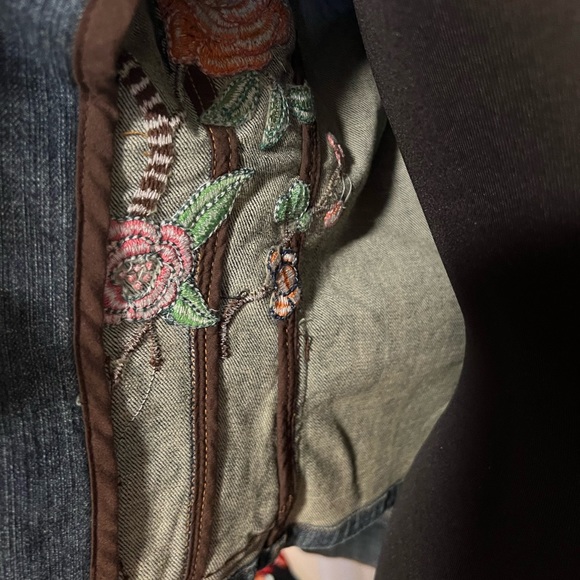 Embroidered denim jacket E by EC like new size 4 - Picture 4 of 11